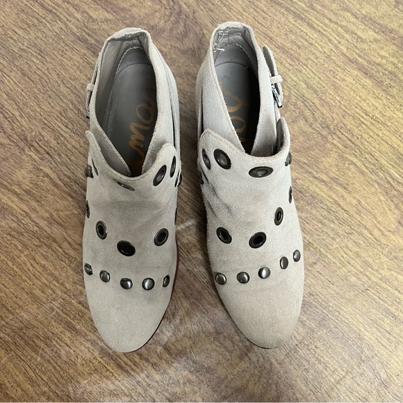 Sam Edelman Pedra Suede Booties Gray Cream Taupe Ankle Boots Size 6 - Picture 4 of 15
